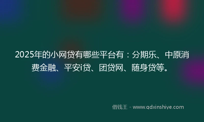 2025年的小网贷有哪些平台有：分期乐、中原消费金融、平安i贷、团贷网、随身贷等。