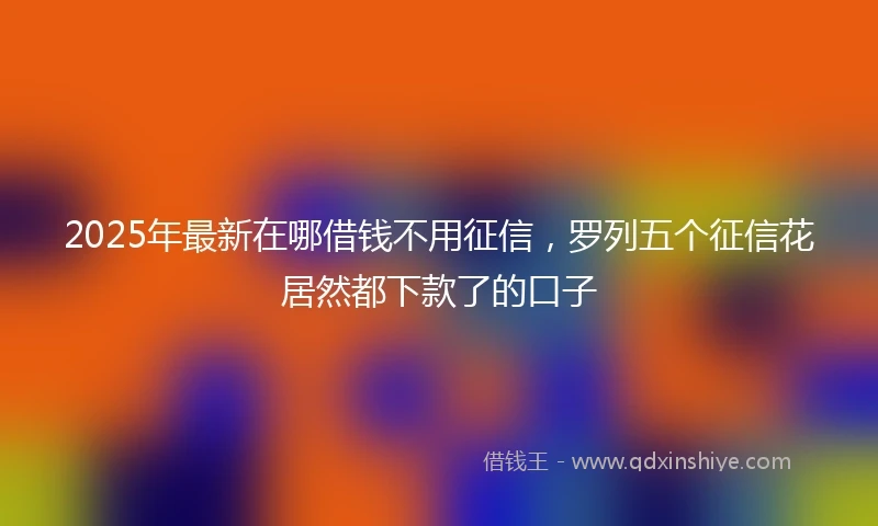 2025年最新在哪借钱不用征信，罗列五个征信花居然都下款了的口子