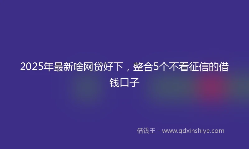 2025年最新啥网贷好下，整合5个不看征信的借钱口子