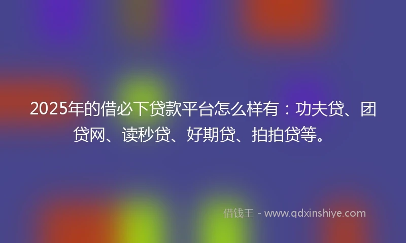 2025年的借必下贷款平台怎么样有：功夫贷、团贷网、读秒贷、好期贷、拍拍贷等。