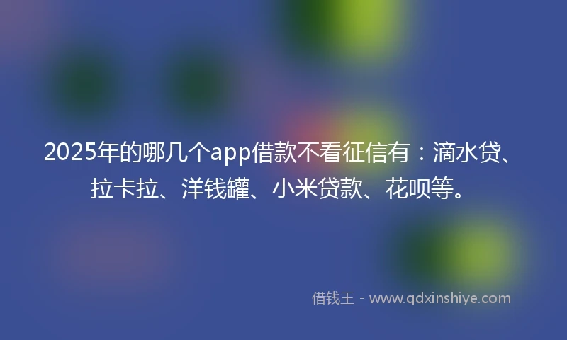 2025年的哪几个app借款不看征信有：滴水贷、拉卡拉、洋钱罐、小米贷款、花呗等。