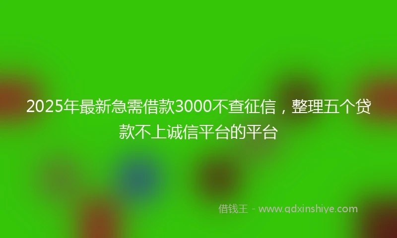 2025年最新急需借款3000不查征信，整理五个贷款不上诚信平台的平台