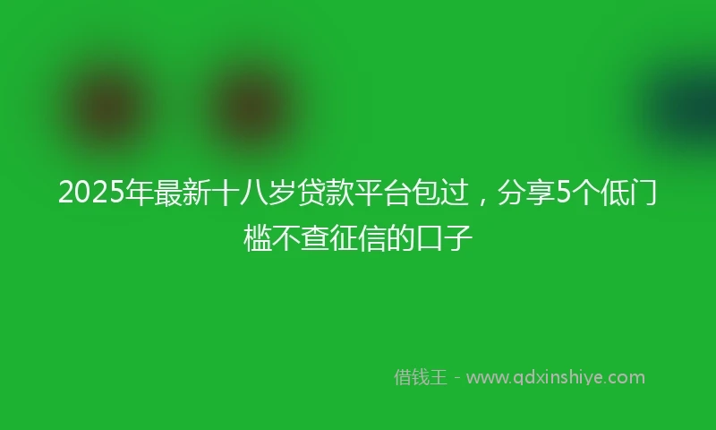 2025年最新十八岁贷款平台包过，分享5个低门槛不查征信的口子