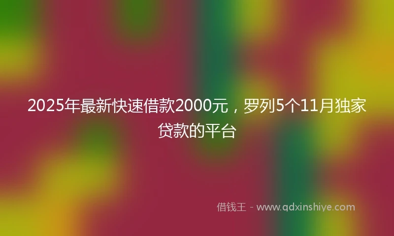 2025年最新快速借款2000元，罗列5个11月独家贷款的平台