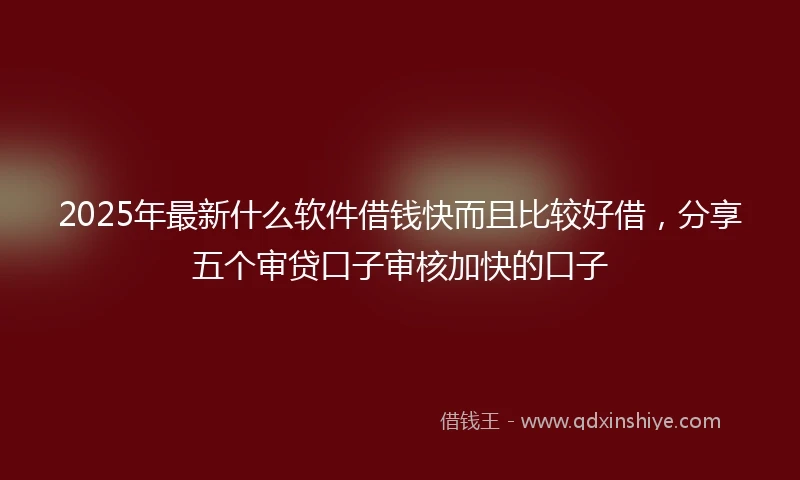2025年最新什么软件借钱快而且比较好借，分享五个审贷口子审核加快的口子