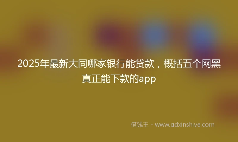 2025年最新大同哪家银行能贷款，概括五个网黑真正能下款的app