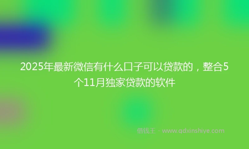 2025年最新微信有什么口子可以贷款的，整合5个11月独家贷款的软件