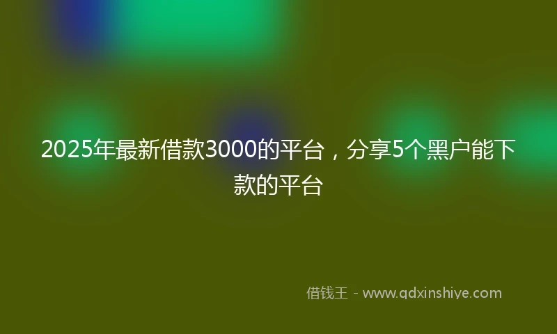 2025年最新借款3000的平台，分享5个黑户能下款的平台