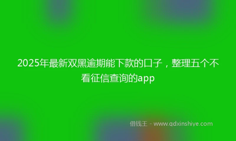 2025年最新双黑逾期能下款的口子，整理五个不看征信查询的app