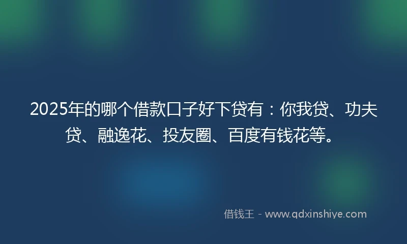 2025年的哪个借款口子好下贷有：你我贷、功夫贷、融逸花、投友圈、百度有钱花等。
