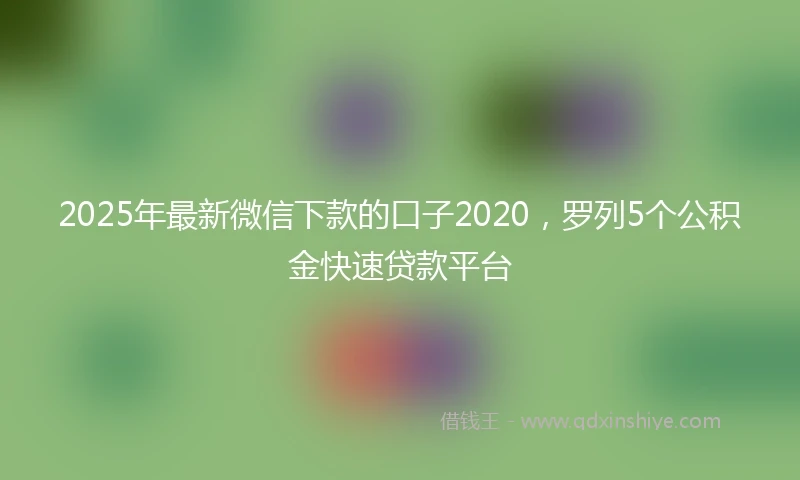 2025年最新微信下款的口子2020，罗列5个公积金快速贷款平台