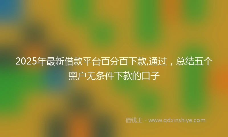 2025年最新借款平台百分百下款,通过，总结五个黑户无条件下款的口子