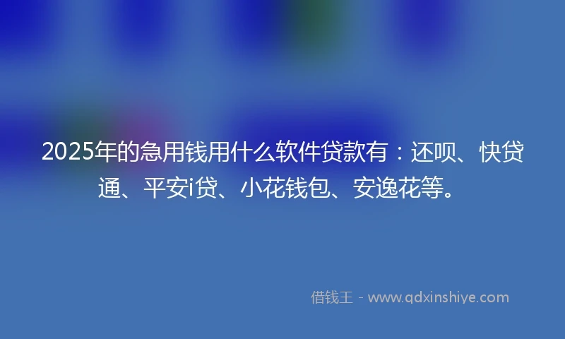 2025年的急用钱用什么软件贷款有：还呗、快贷通、平安i贷、小花钱包、安逸花等。
