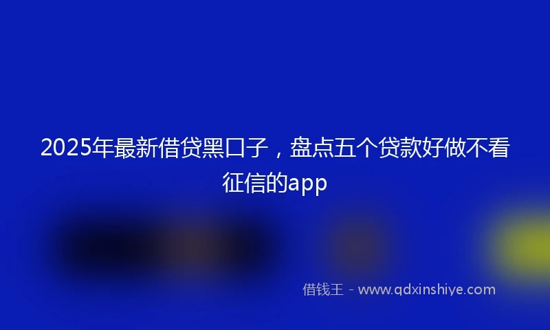 2025年最新借贷黑口子，盘点五个贷款好做不看征信的app