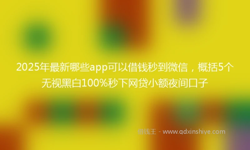 2025年最新哪些app可以借钱秒到微信，概括5个无视黑白100%秒下网贷小额夜间口子