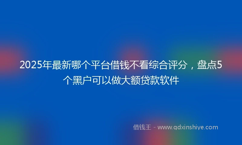 2025年最新哪个平台借钱不看综合评分，盘点5个黑户可以做大额贷款软件