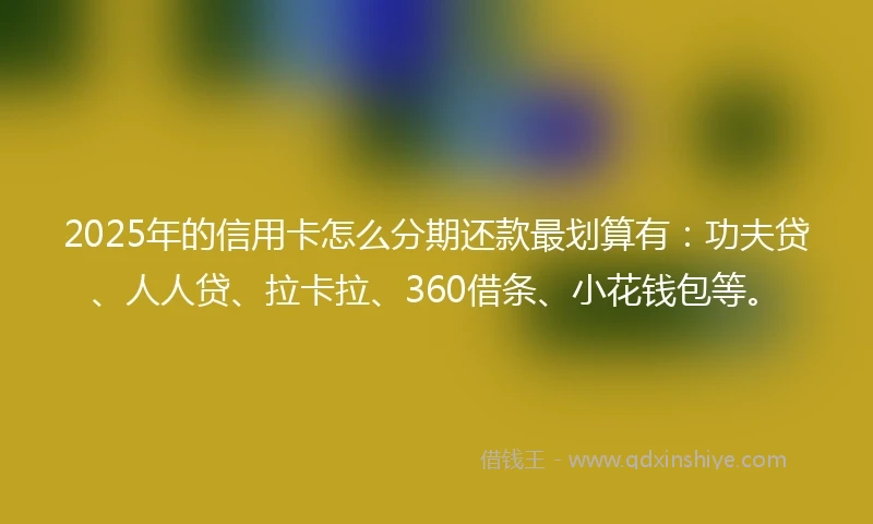 2025年的信用卡怎么分期还款最划算有：功夫贷、人人贷、拉卡拉、360借条、小花钱包等。