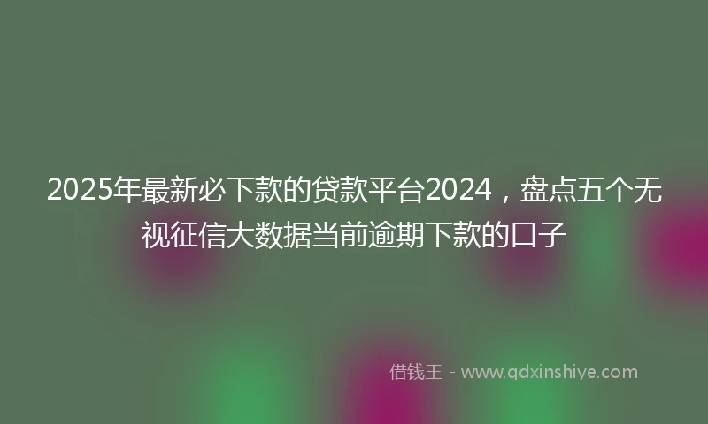 2025年最新必下款的贷款平台2024，盘点五个无视征信大数据当前逾期下款的口子