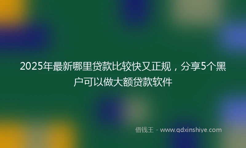 2025年最新哪里贷款比较快又正规，分享5个黑户可以做大额贷款软件