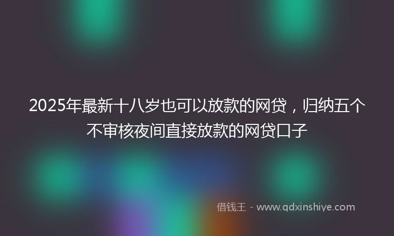 2025年最新十八岁也可以放款的网贷，归纳五个不审核夜间直接放款的网贷口子