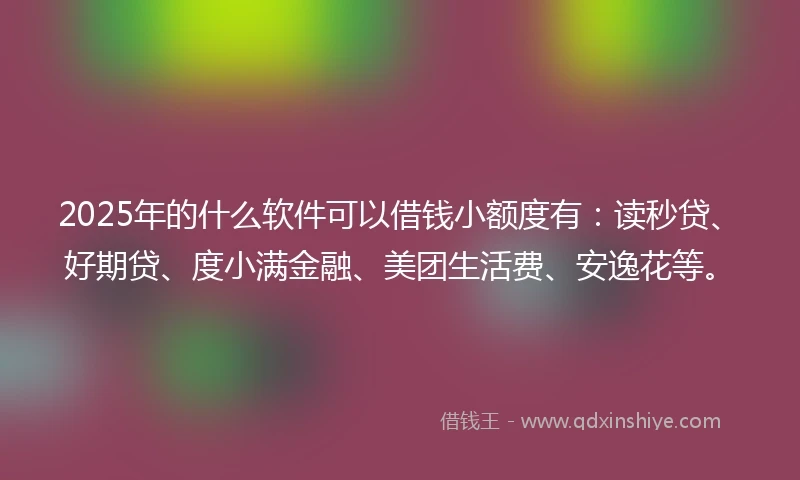 2025年的什么软件可以借钱小额度有：读秒贷、好期贷、度小满金融、美团生活费、安逸花等。