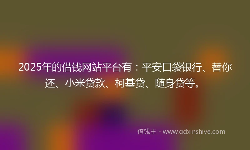 2025年的借钱网站平台有：平安口袋银行、替你还、小米贷款、柯基贷、随身贷等。