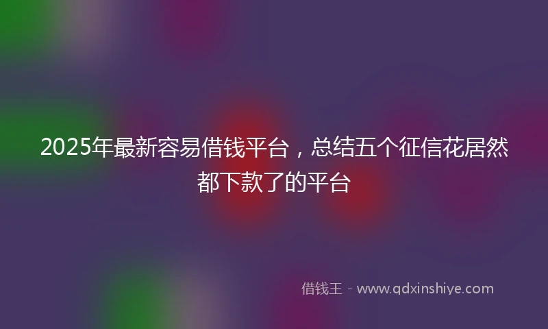 2025年最新容易借钱平台，总结五个征信花居然都下款了的平台