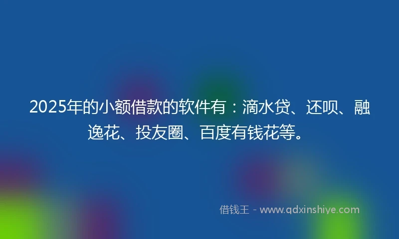 2025年的小额借款的软件有：滴水贷、还呗、融逸花、投友圈、百度有钱花等。