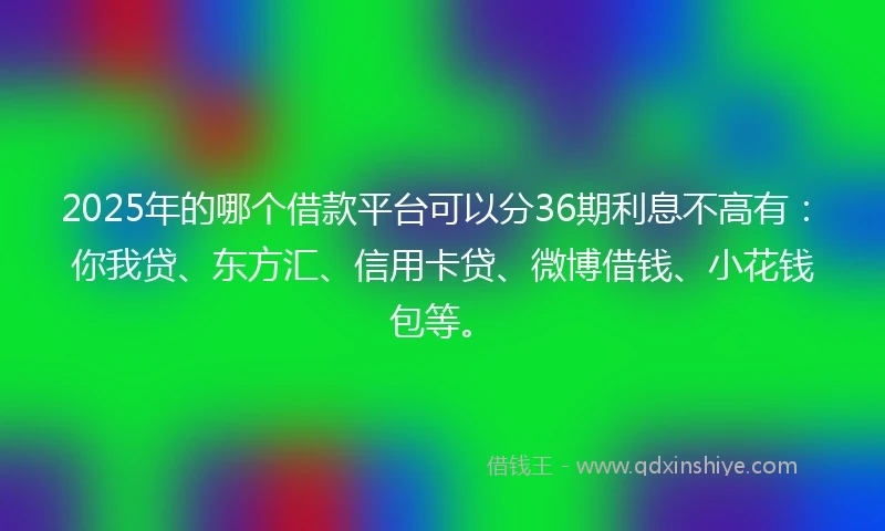 2025年的哪个借款平台可以分36期利息不高有：你我贷、东方汇、信用卡贷、微博借钱、小花钱包等。