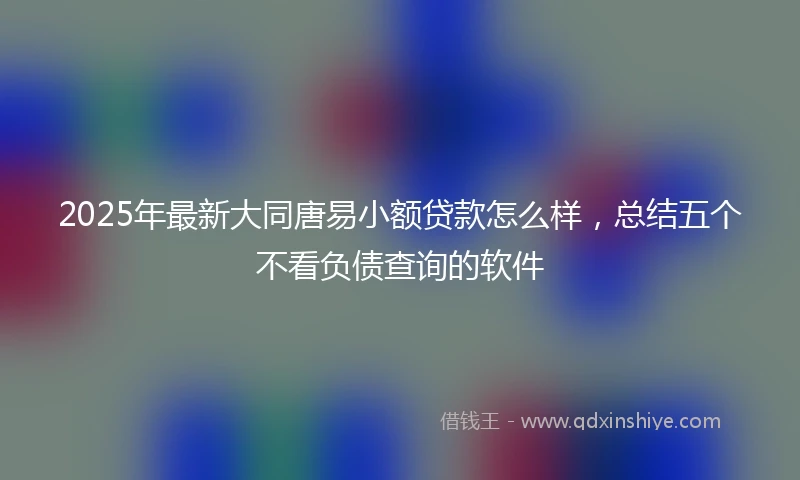 2025年最新大同唐易小额贷款怎么样，总结五个不看负债查询的软件