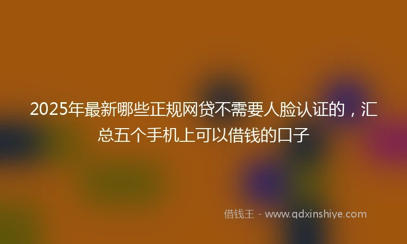 2025年最新哪些正规网贷不需要人脸认证的，汇总五个手机上可以借钱的口子
