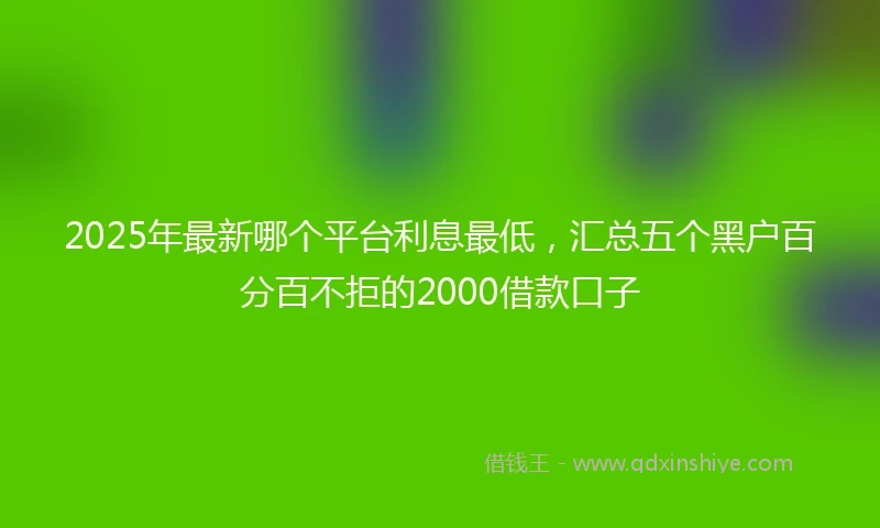 2025年最新哪个平台利息最低，汇总五个黑户百分百不拒的2000借款口子