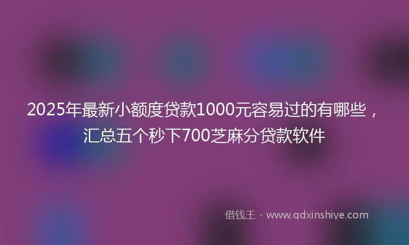 2025年最新小额度贷款1000元容易过的有哪些，汇总五个秒下700芝麻分贷款软件