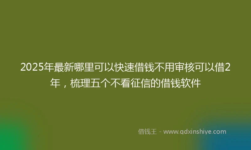 2025年最新哪里可以快速借钱不用审核可以借2年，梳理五个不看征信的借钱软件