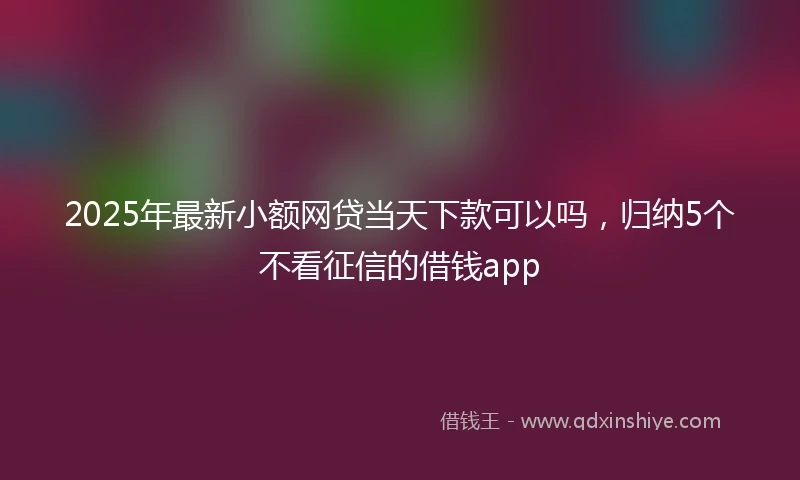 2025年最新小额网贷当天下款可以吗，归纳5个不看征信的借钱app