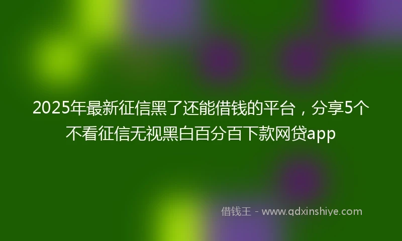 2025年最新征信黑了还能借钱的平台，分享5个不看征信无视黑白百分百下款网贷app