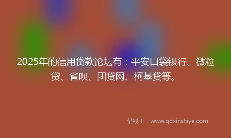 2025年的信用贷款论坛有：平安口袋银行、微粒贷、省呗、团贷网、柯基贷等。