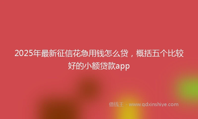 2025年最新征信花急用钱怎么贷，概括五个比较好的小额贷款app