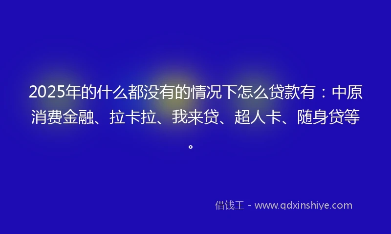 2025年的什么都没有的情况下怎么贷款有：中原消费金融、拉卡拉、我来贷、超人卡、随身贷等。