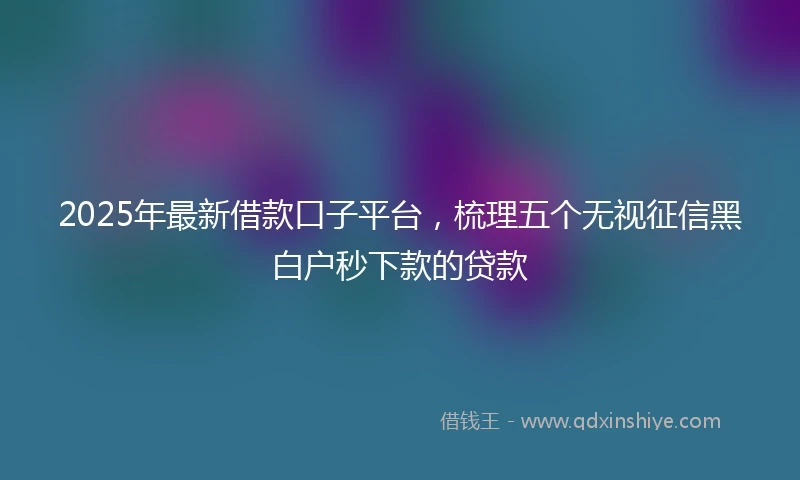 2025年最新借款口子平台，梳理五个无视征信黑白户秒下款的贷款