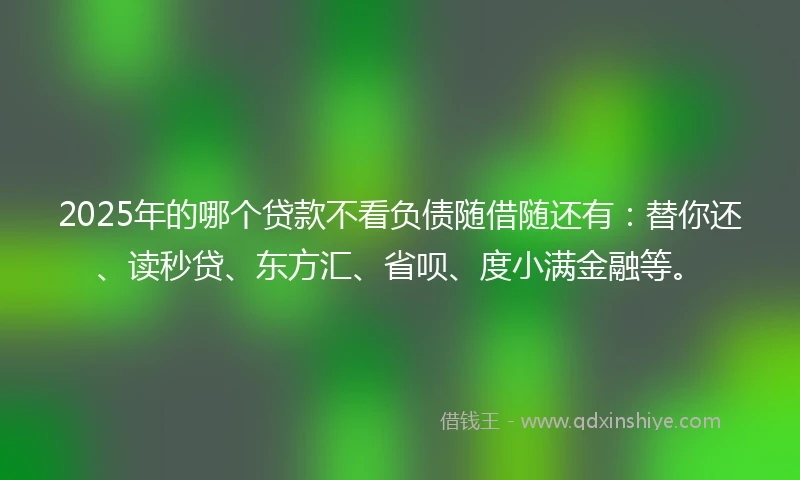 2025年的哪个贷款不看负债随借随还有：替你还、读秒贷、东方汇、省呗、度小满金融等。