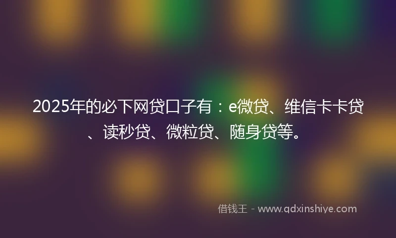 2025年的必下网贷口子有：e微贷、维信卡卡贷、读秒贷、微粒贷、随身贷等。