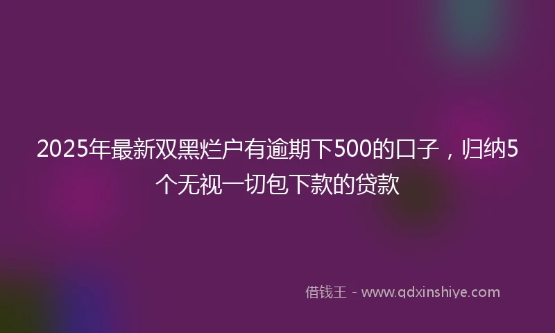 2025年最新双黑烂户有逾期下500的口子，归纳5个无视一切包下款的贷款