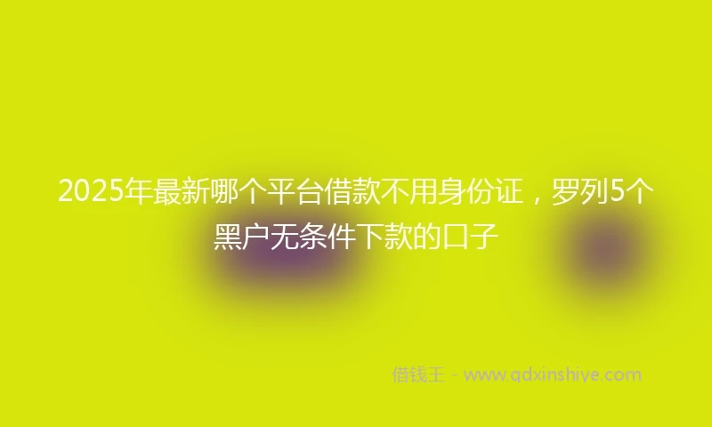 2025年最新哪个平台借款不用身份证，罗列5个黑户无条件下款的口子