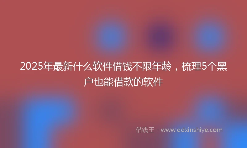 2025年最新什么软件借钱不限年龄，梳理5个黑户也能借款的软件