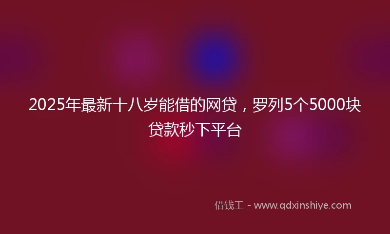 2025年最新十八岁能借的网贷，罗列5个5000块贷款秒下平台