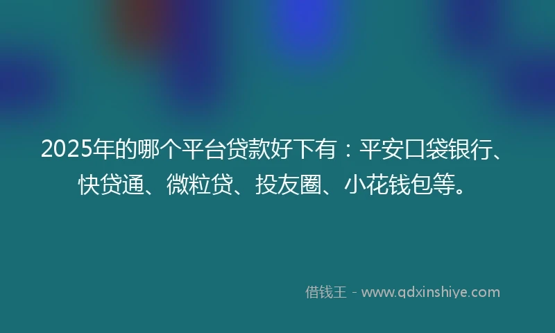 2025年的哪个平台贷款好下有：平安口袋银行、快贷通、微粒贷、投友圈、小花钱包等。