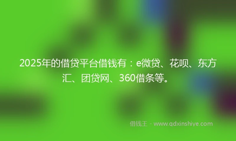 2025年的借贷平台借钱有：e微贷、花呗、东方汇、团贷网、360借条等。