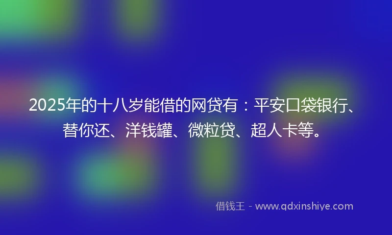 2025年的十八岁能借的网贷有：平安口袋银行、替你还、洋钱罐、微粒贷、超人卡等。