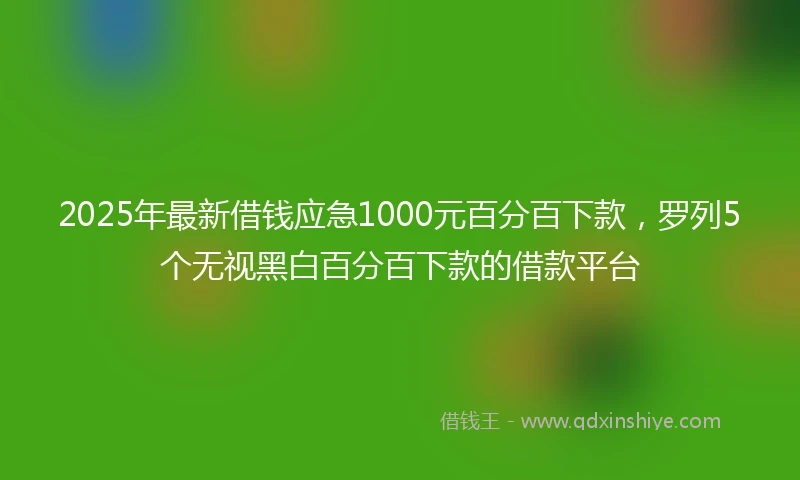 2025年最新借钱应急1000元百分百下款，罗列5个无视黑白百分百下款的借款平台